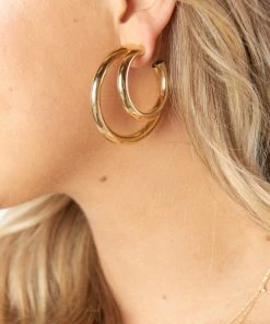 Show Me Your Mumu Faithy Jewels Dakota Hoop Earrings ~ 18K Gold Plated