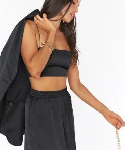 Show Me Your Mumu Tucker Top ~ Black Luxe Satin