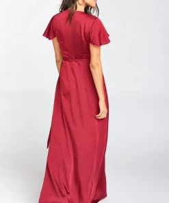 Show Me Your Mumu Noelle Wrap Dress ~ Ruby Luxe Satin Bridesmaids Dresses
