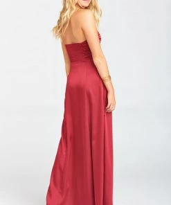 Show Me Your Mumu Bridesmaids Dresses Bonbon Strapless Dress ~ Ruby Luxe Satin