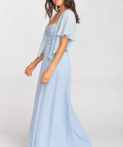 Show Me Your Mumu Brenna Bridal Cape ~ Steel Blue Chiffon Bridesmaids Dresses 12 Show Me Your Mumu Brenna Bridal Cape ~ Steel Blue Chiffon Bridesmaids Dresses