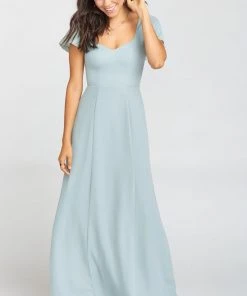 Show Me Your Mumu Bridesmaids Dresses Marie Sweetheart Maxi Dress ~ Silver Sage Crisp