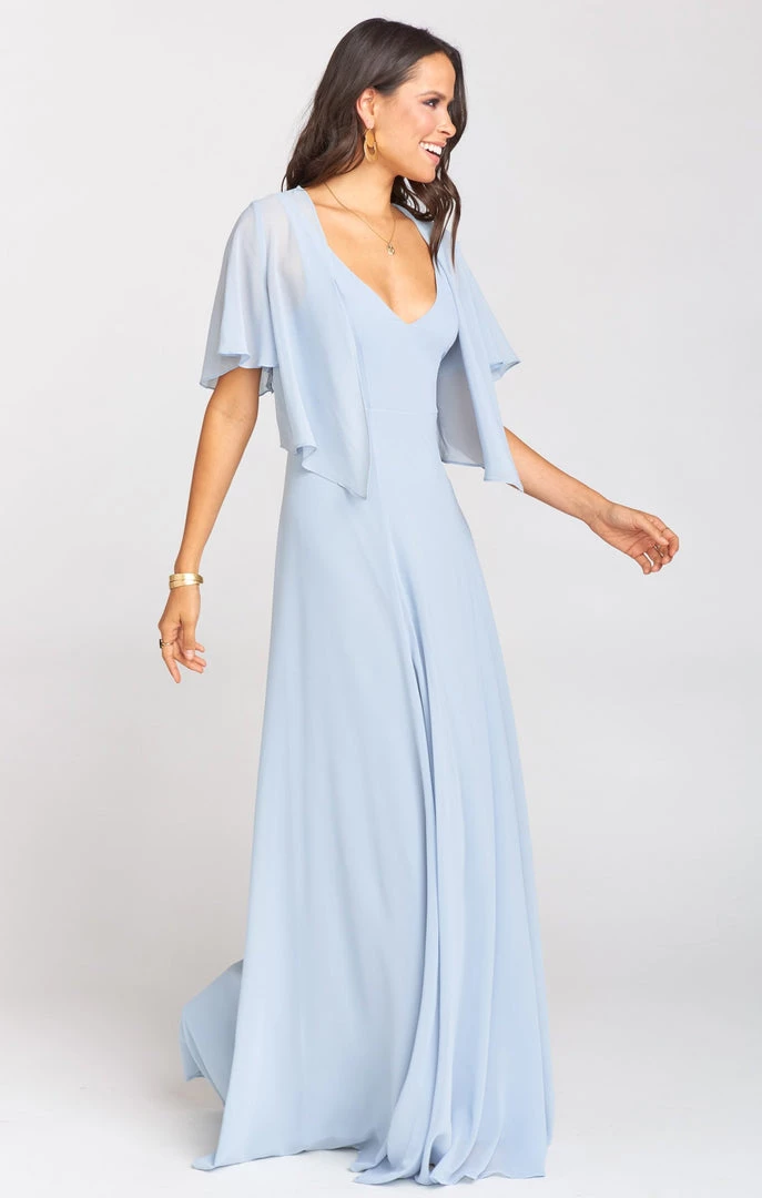 Show Me Your Mumu Brenna Bridal Cape ~ Steel Blue Chiffon Bridesmaids Dresses 4 Show Me Your Mumu Brenna Bridal Cape ~ Steel Blue Chiffon Bridesmaids Dresses