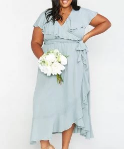 Show Me Your Mumu Maternity Jess Ruffle Midi Dress ~ Silver Sage Crisp 21 Show Me Your Mumu Maternity Jess Ruffle Midi Dress ~ Silver Sage Crisp