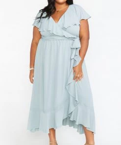Show Me Your Mumu Maternity Jess Ruffle Midi Dress ~ Silver Sage Crisp 19 Show Me Your Mumu Maternity Jess Ruffle Midi Dress ~ Silver Sage Crisp