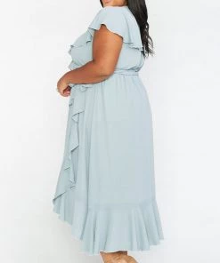 Show Me Your Mumu Maternity Jess Ruffle Midi Dress ~ Silver Sage Crisp 22 Show Me Your Mumu Maternity Jess Ruffle Midi Dress ~ Silver Sage Crisp