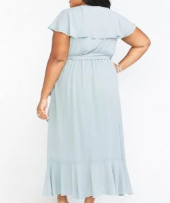 Show Me Your Mumu Maternity Jess Ruffle Midi Dress ~ Silver Sage Crisp 23 Show Me Your Mumu Maternity Jess Ruffle Midi Dress ~ Silver Sage Crisp