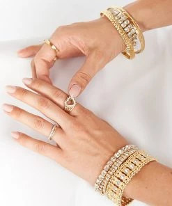 Show Me Your Mumu Accessories Mika Rhinestone Bracelet Set ~ Gold/Crystal