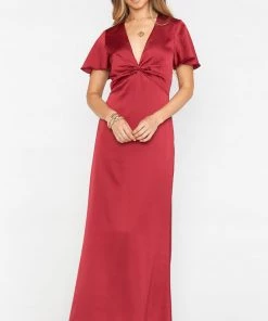 Show Me Your Mumu Rome Twist Gown ~ Ruby Luxe Satin